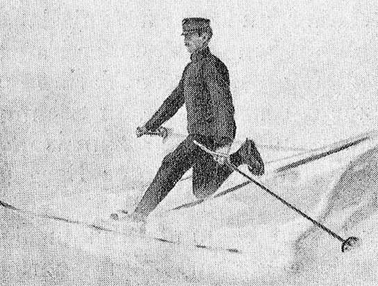 Schwarz-weiss Bild eines Skiläufers